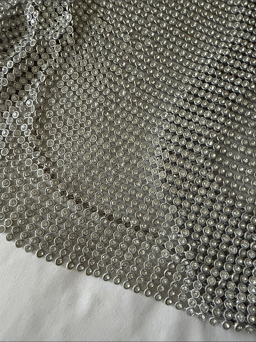 Rhinestone Mesh Crop Tank Top - Silver - Picture 4 of 4
